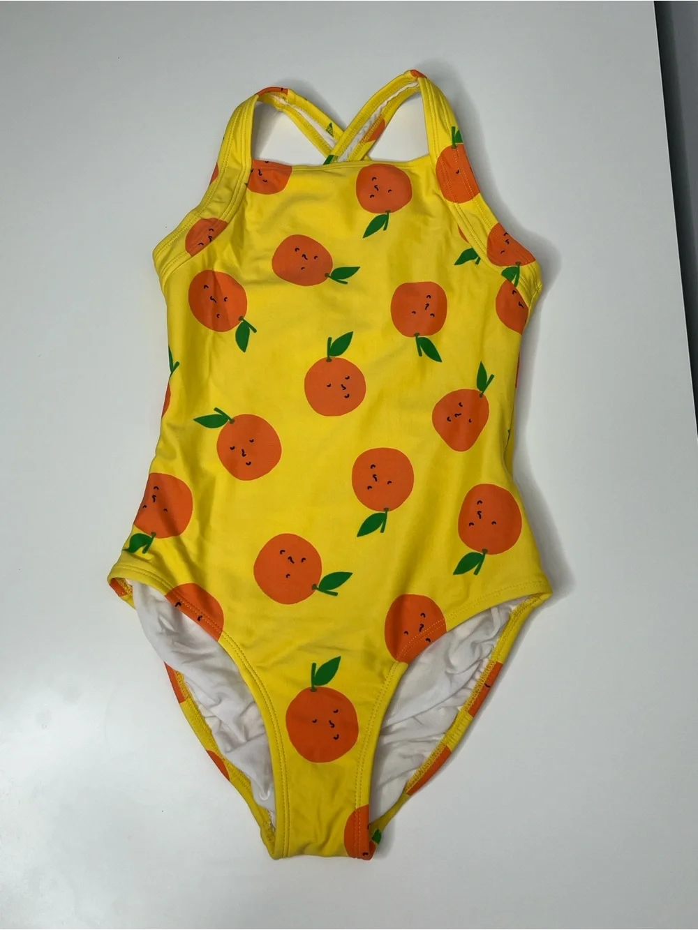 Hanna Andersson Girls Orange Print One Piece Swimsuit Yellow Size US 10 (140 cm)